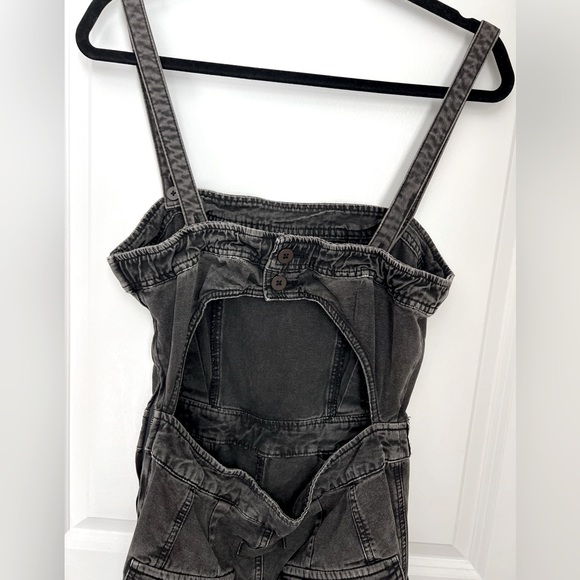 Free People Black Denim Overalls Sz M - Picture 3 of 4